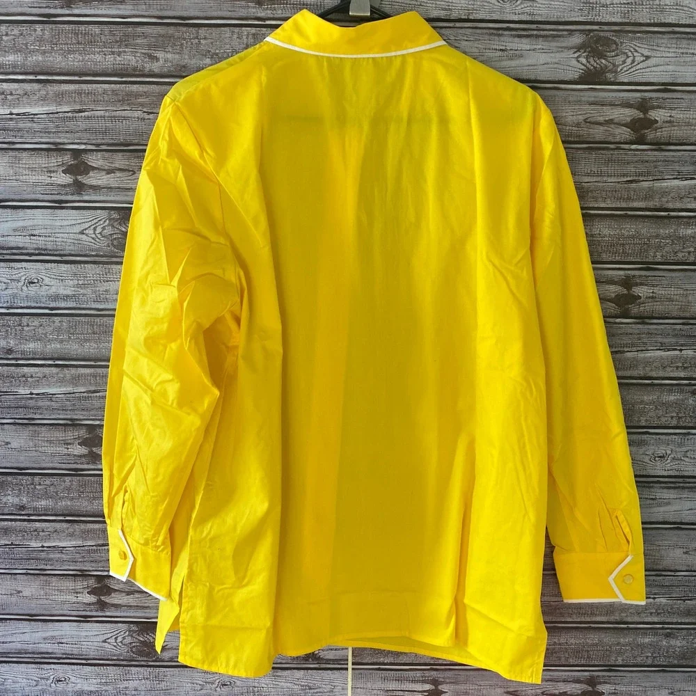 Bob‎ Mackie Women's Long-Sleeved Button-Down Top Size L Yellow Embroidered NWT - Picture 2 of 7